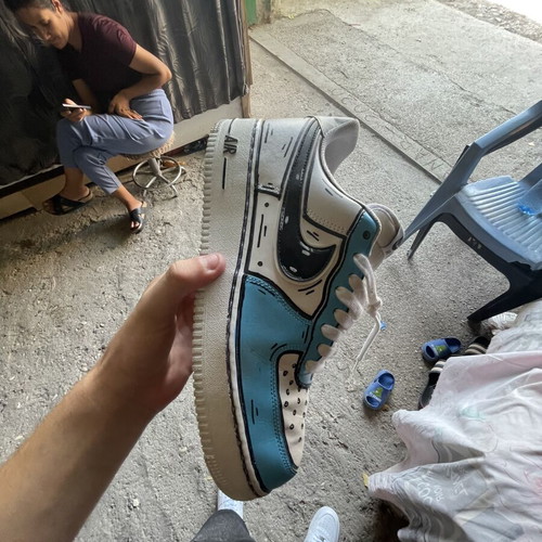 Nike Air Force 1 Low Custom Cartoon Blue/White size 44, like new