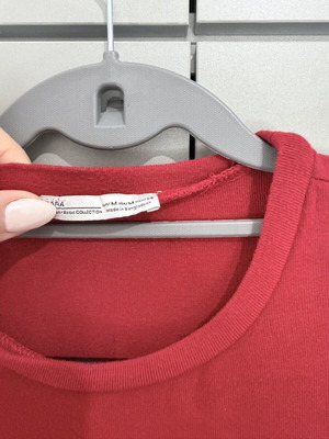 Zara Κόκκινη του κρασιού κοντομάνικη κροπ μπλούζα σαν καινούργιο, μέγεθος M