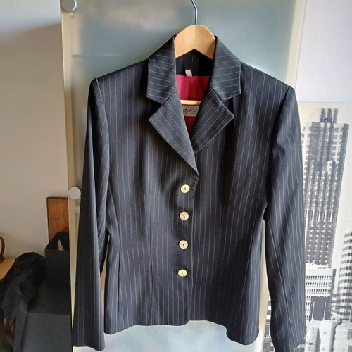 Pinstripe jacket medium size like new, black