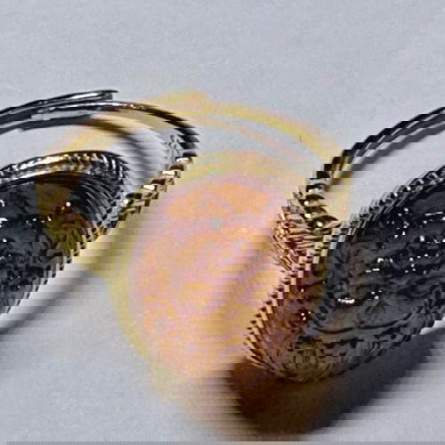 Δαχτυλίδι με Χαλκηδόνιο Σκαλιστό και Επίχρυσο Ασήμι 925, Σαν Καινούργιο