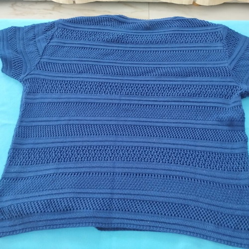 Vintage women's short-sleeve pullovers set of 2 like new, blue shades, M-L-XL