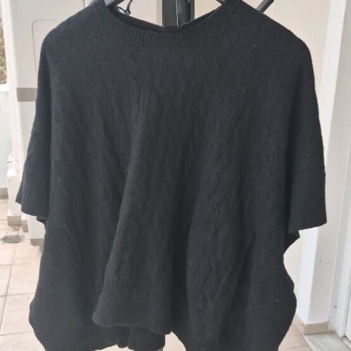 Πλεκτό poncho Polo Ralph Lauren μεταχειρισμένο, μαύρο με πλεξούδα