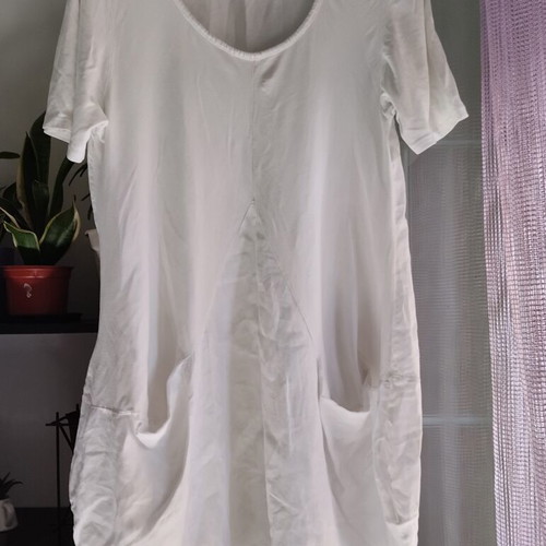 White dress linen and cotton boho style one size like new