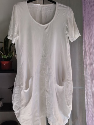 White dress linen and cotton boho style one size like new