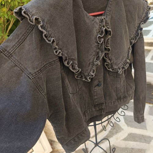 Mochy denim jacket gray black one size oversized new