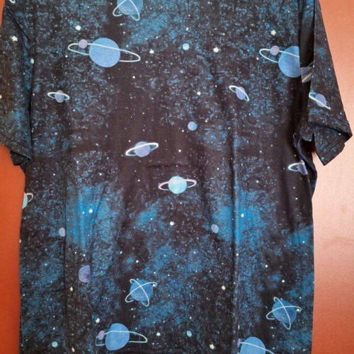Short-sleeve shirt with planets like new, multicolor, size L