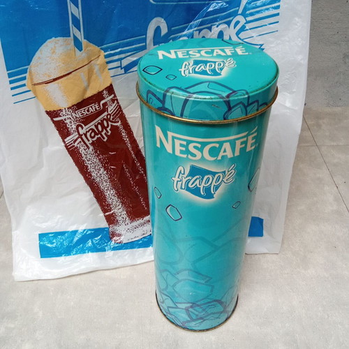 Nescafe aluminum tin used, vintage 1990s collectible