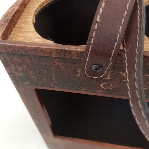 Wooden drinks holder for three bottles like new with book design