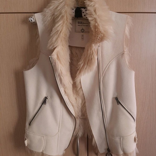 BSB women's vest used with fur, size Small, beige