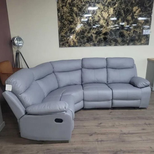 Gray leather corner sofa with manual reclining mechanism new