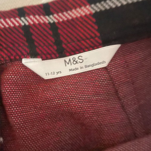Marks & Spencer plaid skirt for girls 10-12 years, black and red