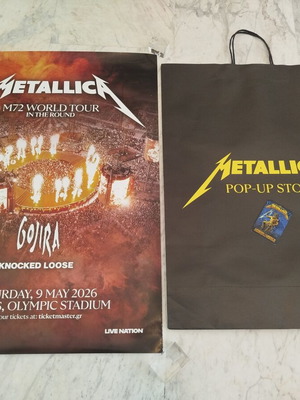 Αφίσα συναυλίας Metallica Αθήνα σαν καινούργια με fancard και χάρτινη σακούλα