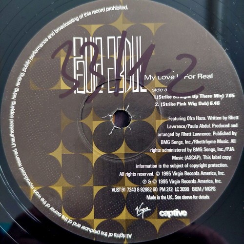 Paula Abdul My Love Is For Real 12'' vinyl used, electronic