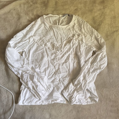 Girls wrinkled longsleeve top Reserved, used, size 152 cm, white