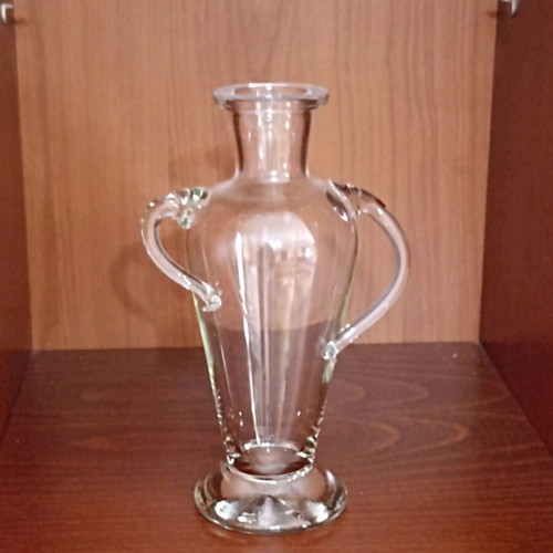 Decorative glass carafe vintage figure with male hat
