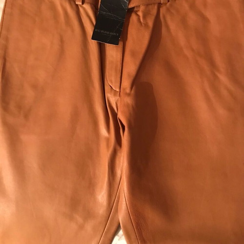 Burberry Leather Pants Women New Brown Size L