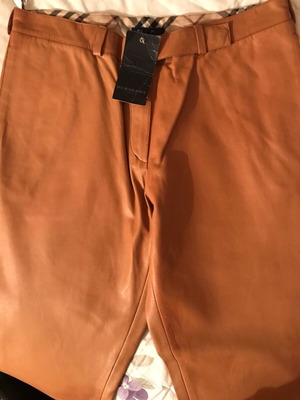 Burberry Leather Pants Women New Brown Size L