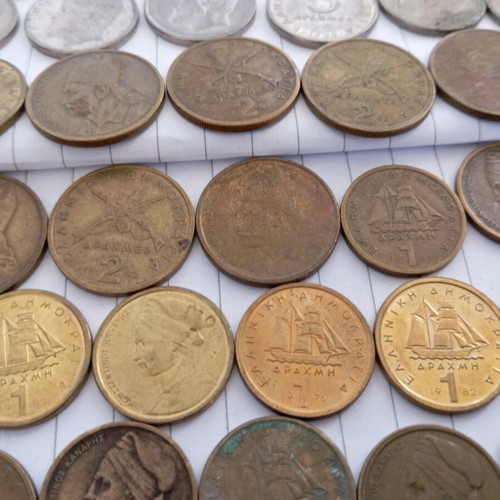 Pack of used Greek and foreign coins