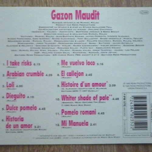 Gazon Maudit Soundtrack CD used, disc and covers only without case
