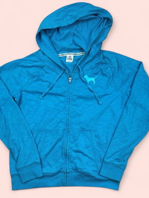 Victoria's Secret Love Pink Full Zip Hoodie μπλε, μέγεθος L
