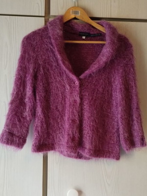 Esencial cardigan size L like new, mohair pink with gold threads