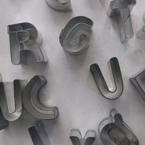 Set of stainless steel cookie cutters English alphabet like new