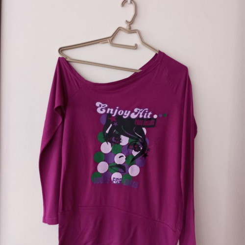 Enjoy Hit off-shoulder long sleeve blouse, purple/magenta, one size
