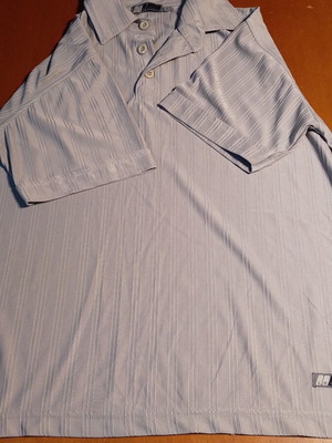 Men's gray short-sleeve striped shirt used, size M