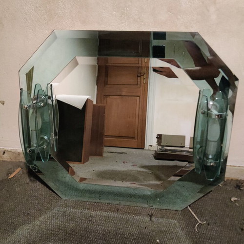 Bathroom mirror with vintage 90s lights like new 70x60cm