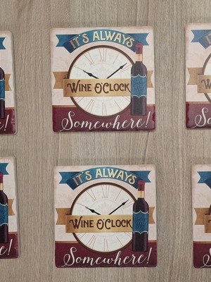 Κεραμικά σουβέρ σετ 6 τεμαχίων "It's always wine o'clock somewhere" like new