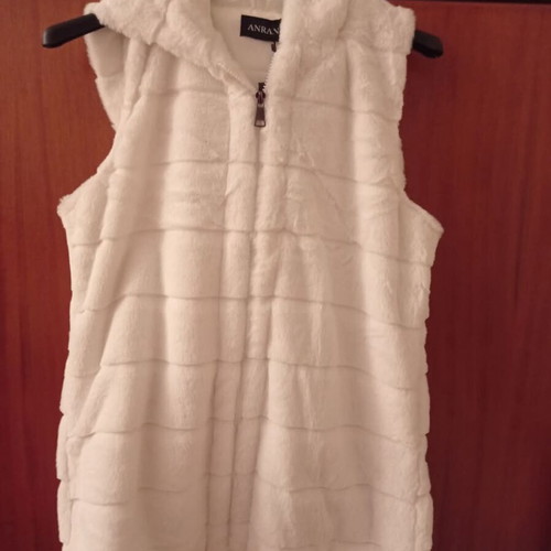 Fur vest with hood one size fits large new