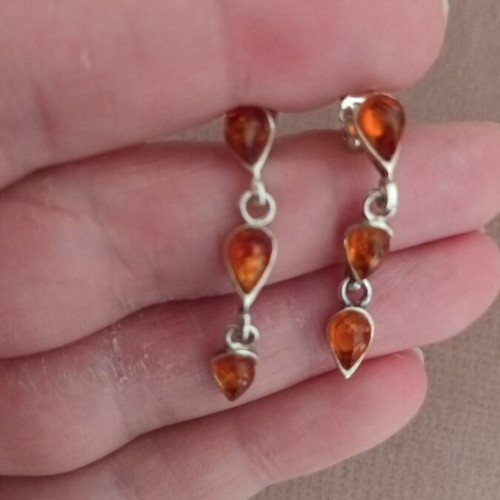 Vintage jewelry set with 925 silver and Baltic amber, like new