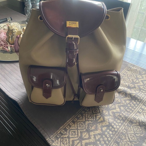 Gianfranco Ferre backpack used, beige and brown