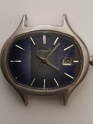 Seiko automatic women's watch refurbished, blue and silver