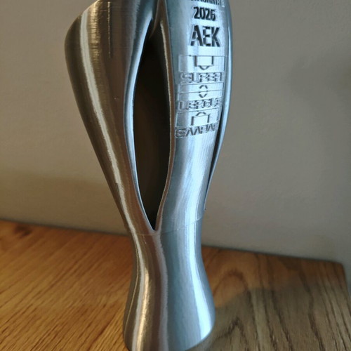 Κούπα Super League ΑΕΚ 2026 καινούργια, 3d printed, ασημί γυαλιστερή