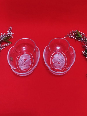 Σετ δύο οβάλ μπολ Hoya "Pomona" Crystal Art Japan μεταχειρισμένα