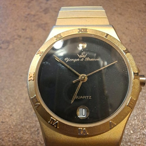 Younger & Bresson quartz watch used, gold-tone