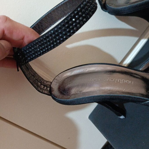 Satin fabric pumps used, size 37, black