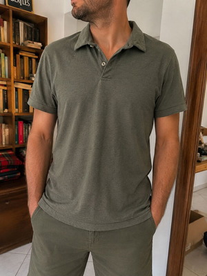 H&M Slim Fit Polo Shirt Small in Grey/Khaki like new