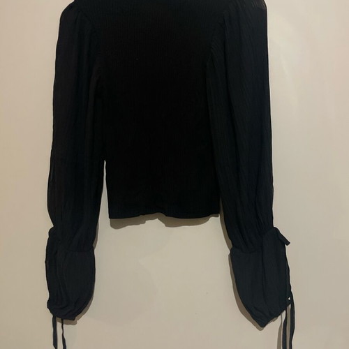 Zara women's blouse with pleated sleeves, size Small, like new, black