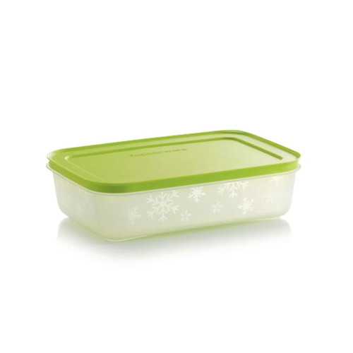 Tupperware 1L Freezer Container with Green Lid and Snowflake Design, New