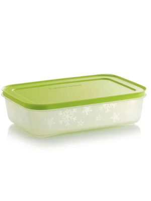 Tupperware 1L Freezer Container with Green Lid and Snowflake Design, New