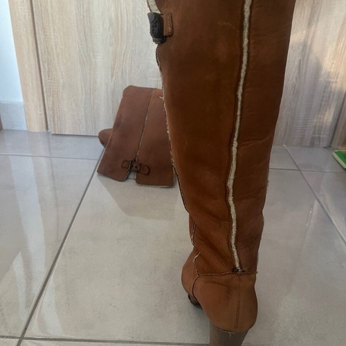 Fur boots used, Italian, beige, size 39