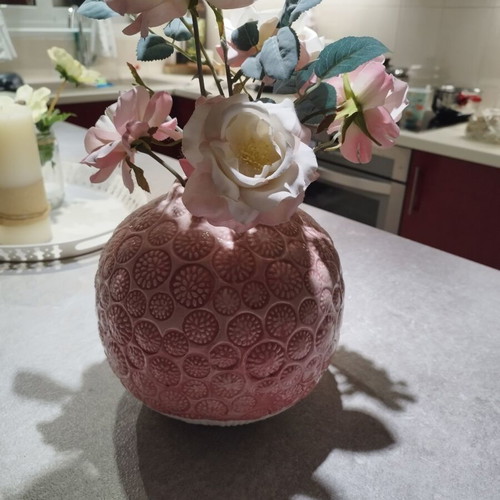 Zara Home pink vase like new, with flower
