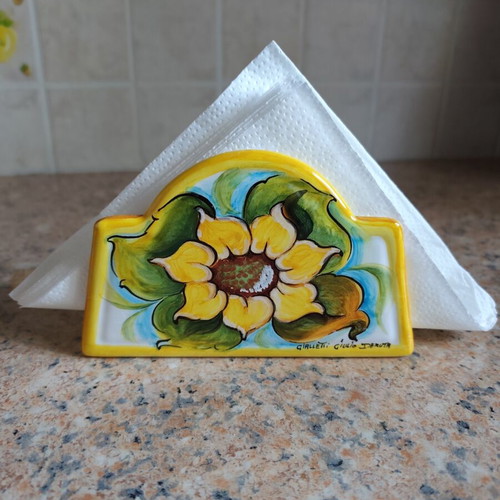 Deruta Italy Maiolica Butter Dish with Lid and Napkin Holder