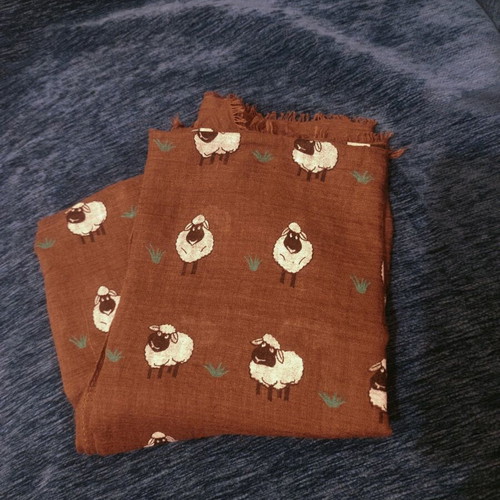 Big brown scarf with sheeps like new