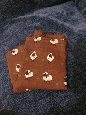 Big brown scarf with sheeps like new