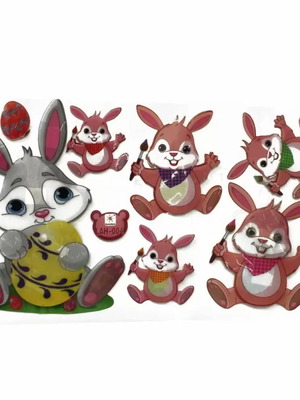 3D Giant Stickers 60x30cm Rabbits new