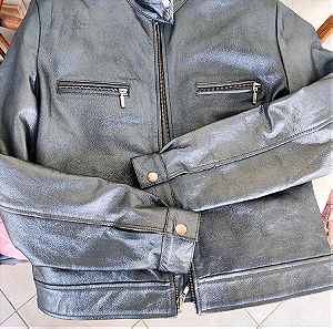 Leather master δερμάτινο μπουφάν large μπλέ