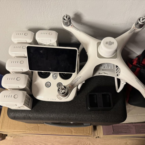 DJI Phantom 4 RTK drone used with 6 batteries and Smart Controller GS RTK